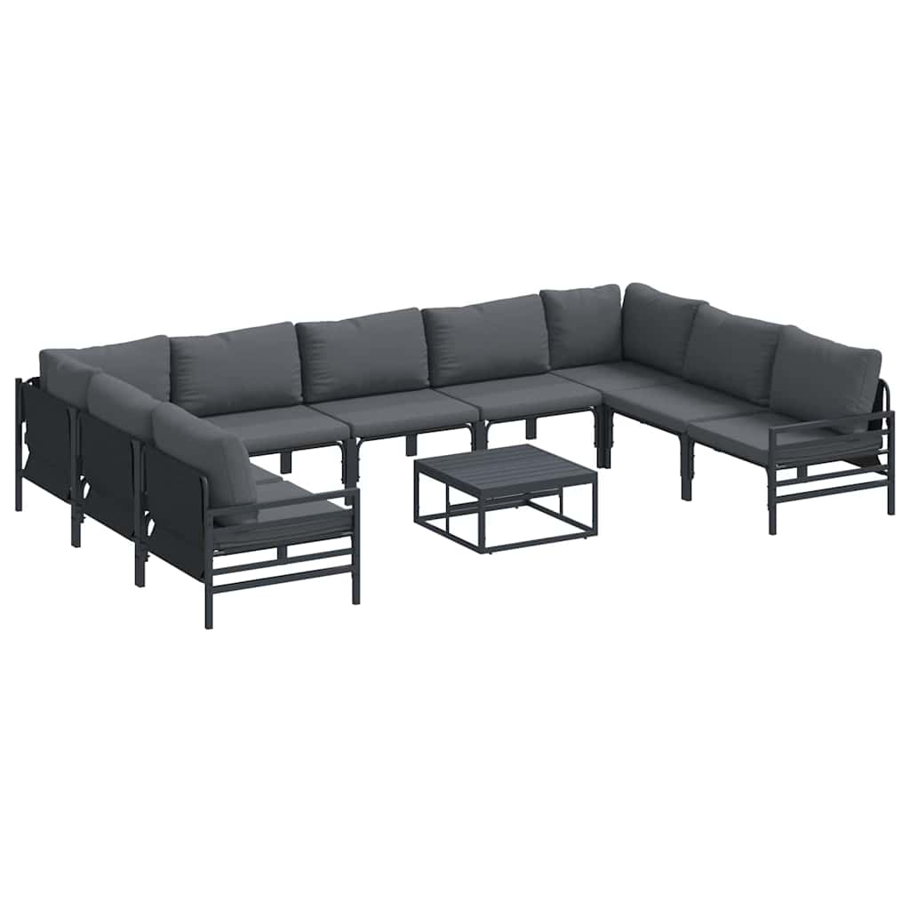 vidaXL Zestaw Sof na Ogród z poduszką 10 pcs Czarny Stal