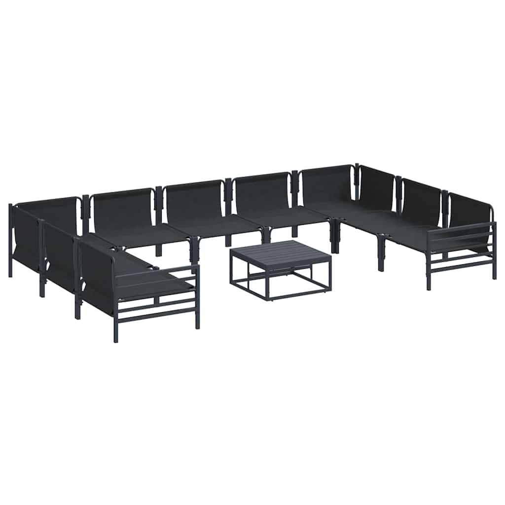 vidaXL Zestaw Sof na Ogród z poduszką 10 pcs Czarny Stal