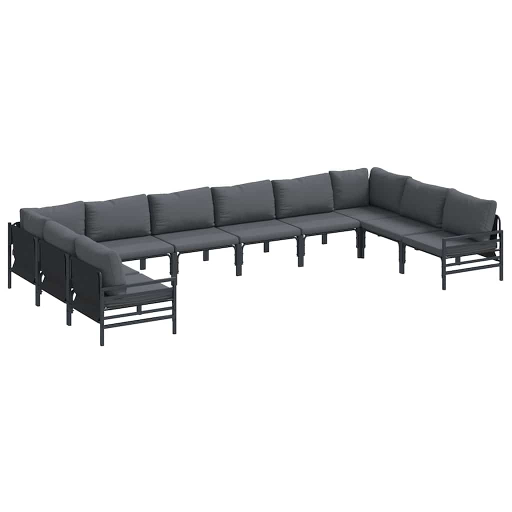 vidaXL Zestaw Sof na Ogród z poduszką 10 pcs Czarny Stal
