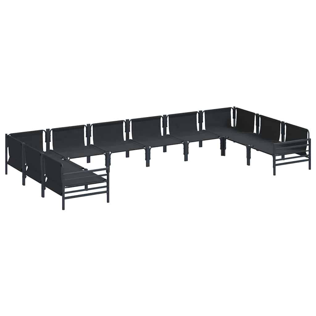vidaXL Zestaw Sof na Ogród z poduszką 10 pcs Czarny Stal
