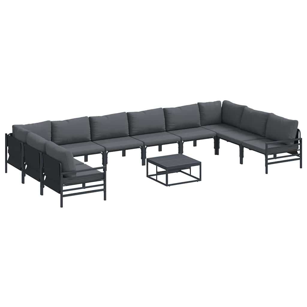vidaXL Zestaw Sof na Ogród z poduszką 11 pcs Czarny Stal