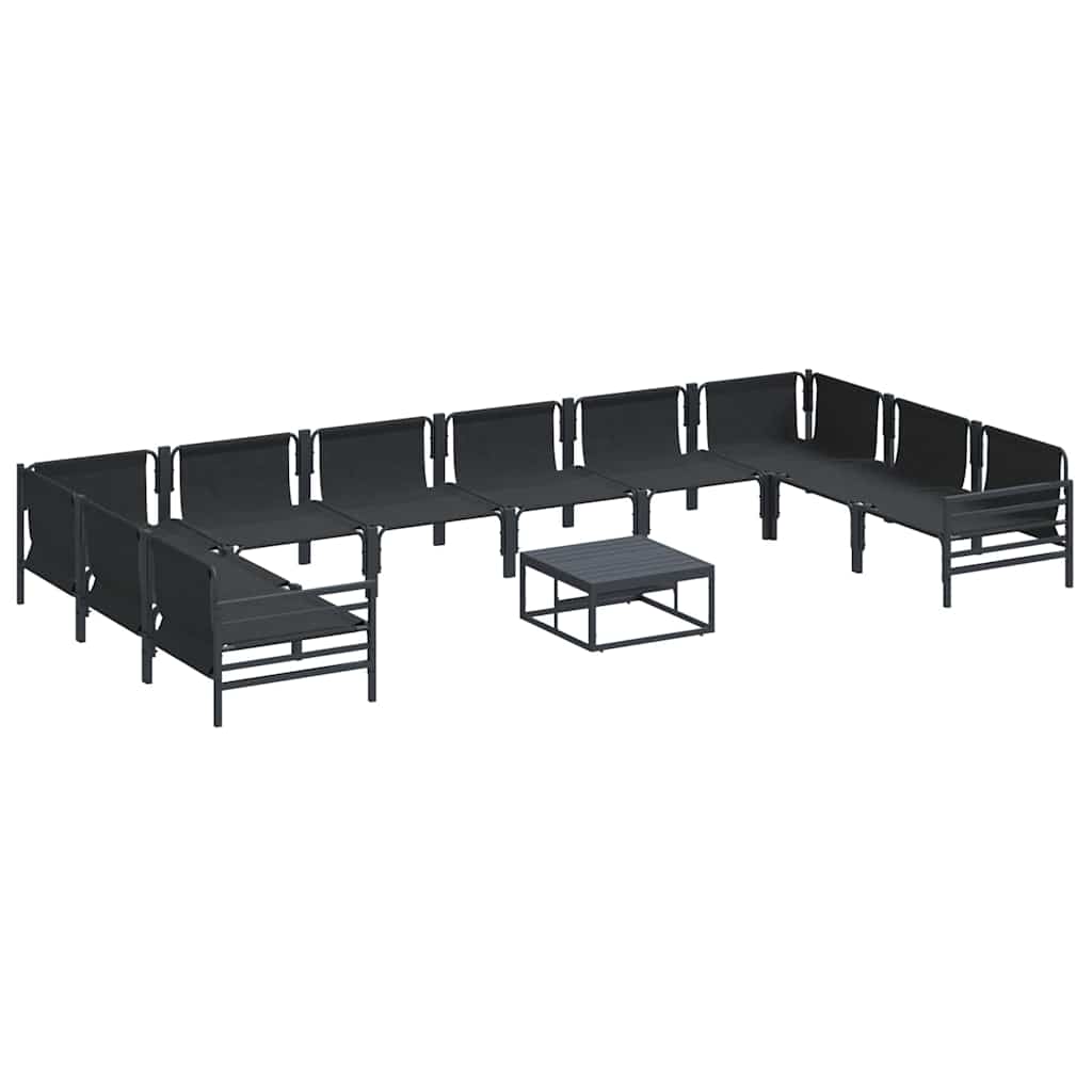 vidaXL Zestaw Sof na Ogród z poduszką 11 pcs Czarny Stal