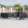 vidaXL Zestaw Sof na Ogród z poduszką 11 pcs Czarny Stal