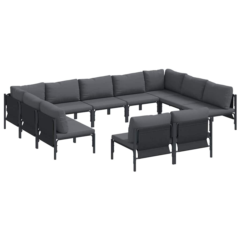 vidaXL Zestaw Sof na Ogród z poduszką 11 pcs Czarny Stal