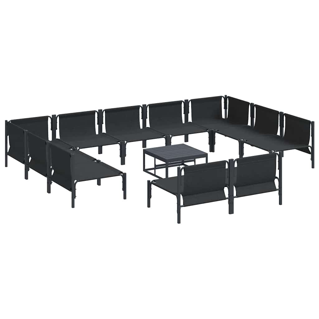 vidaXL Zestaw Sof na Ogród z poduszką 12 pcs Czarny Stal