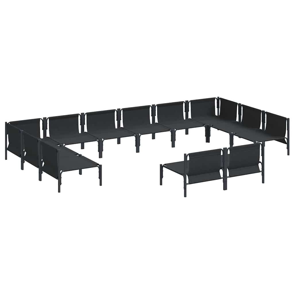 vidaXL Zestaw Sof na Ogród z poduszką 12 pcs Czarny Stal