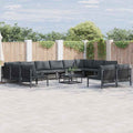 vidaXL Zestaw Sof na Ogród z poduszką 13 pcs Czarny Stal