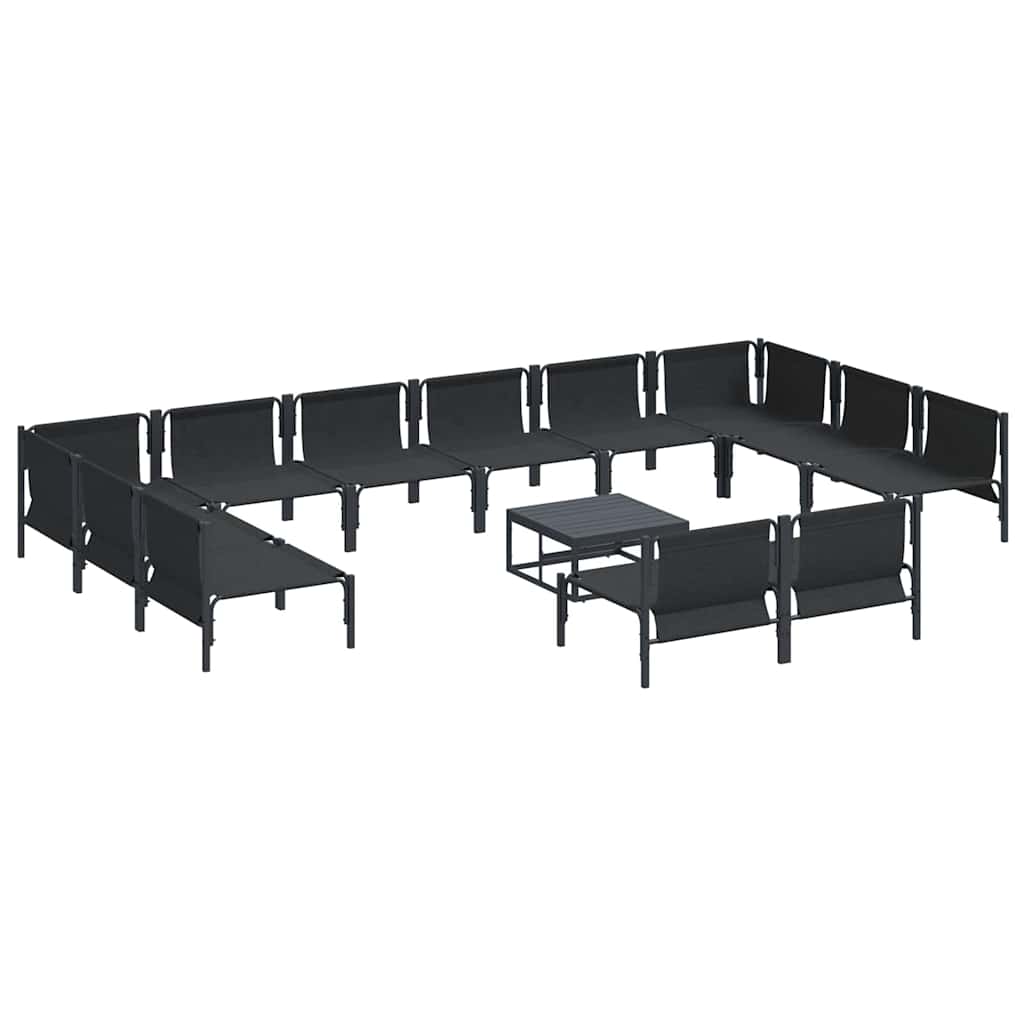 vidaXL Zestaw Sof na Ogród z poduszką 13 pcs Czarny Stal
