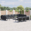 vidaXL Zestaw Sof na Ogród z poduszką 13 pcs Czarny Stal