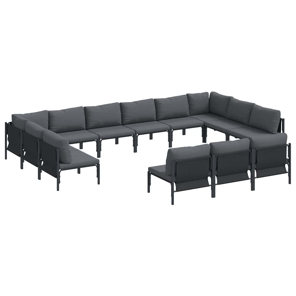 vidaXL Zestaw Sof na Ogród z poduszką 13 pcs Czarny Stal