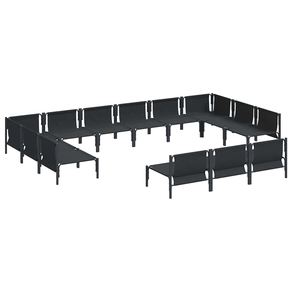 vidaXL Zestaw Sof na Ogród z poduszką 13 pcs Czarny Stal