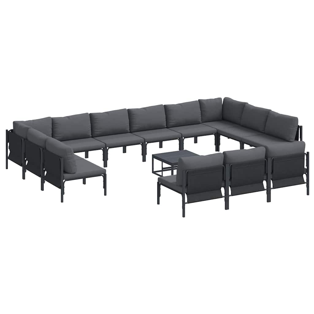 vidaXL Zestaw Sof na Ogród z poduszką 14 pcs Czarny Stal