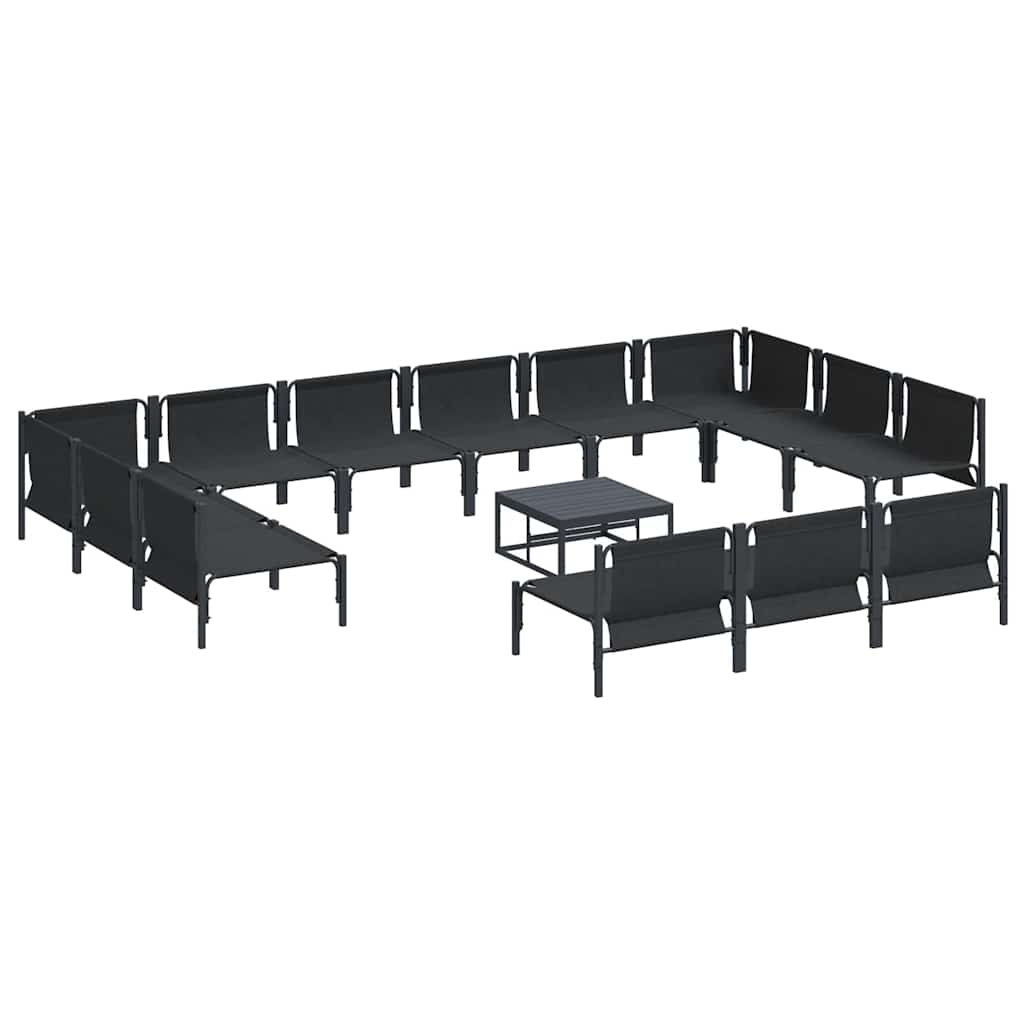 vidaXL Zestaw Sof na Ogród z poduszką 14 pcs Czarny Stal