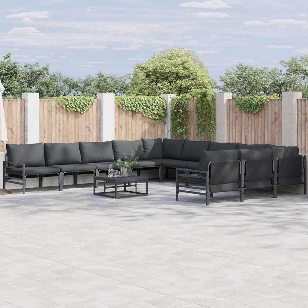 vidaXL Zestaw Sof na Ogród z poduszką 11 pcs Czarny Stal