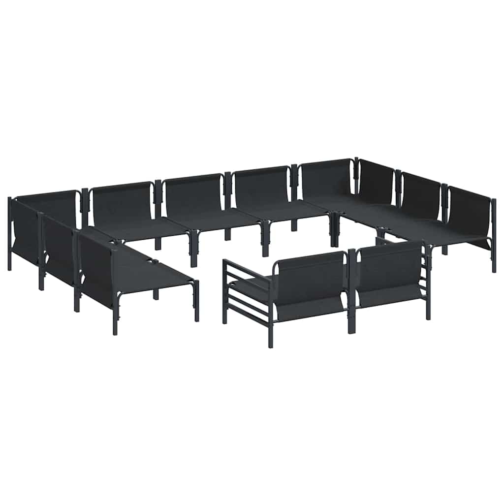 vidaXL Zestaw Sof na Ogród z poduszką 11 pcs Czarny Stal