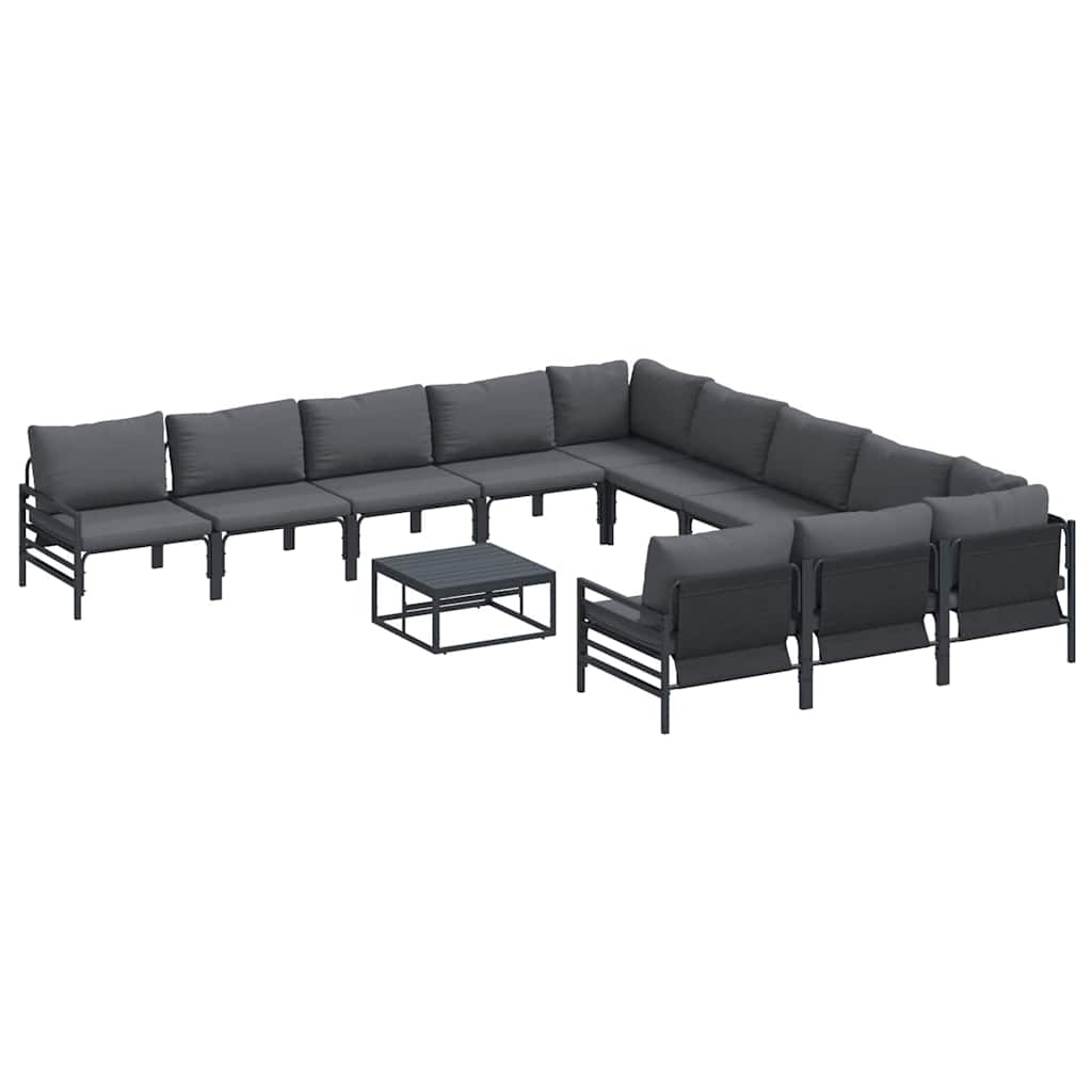vidaXL Zestaw Sof na Ogród z poduszką 12 pcs Czarny Stal