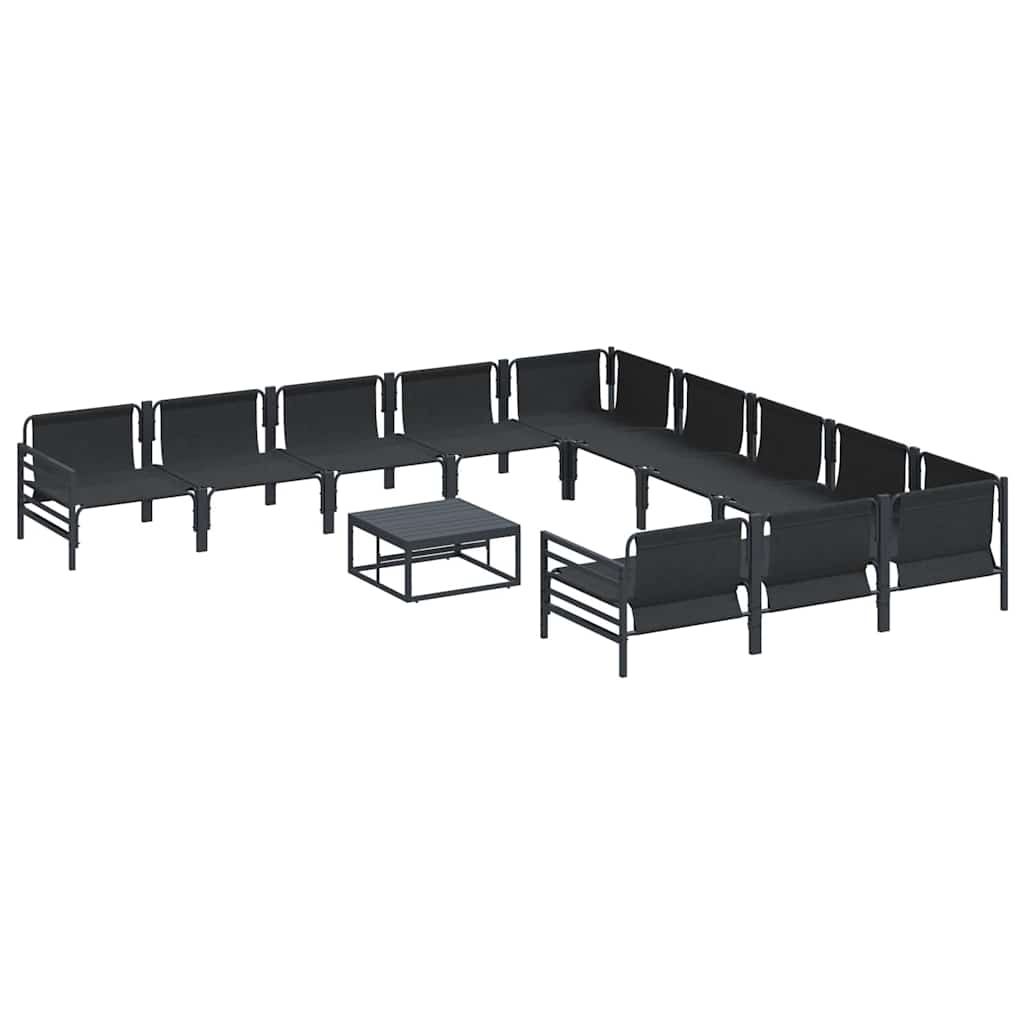 vidaXL Zestaw Sof na Ogród z poduszką 12 pcs Czarny Stal