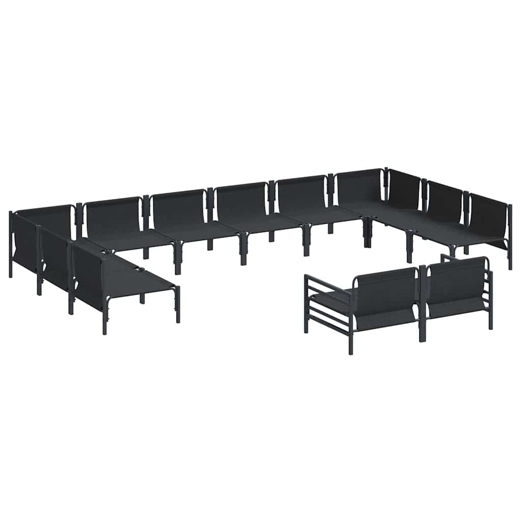 vidaXL Zestaw Sof na Ogród z poduszką 12 pcs Czarny Stal
