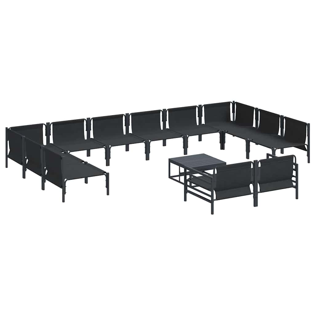 vidaXL Zestaw Sof na Ogród z poduszką 13 pcs Czarny Stal
