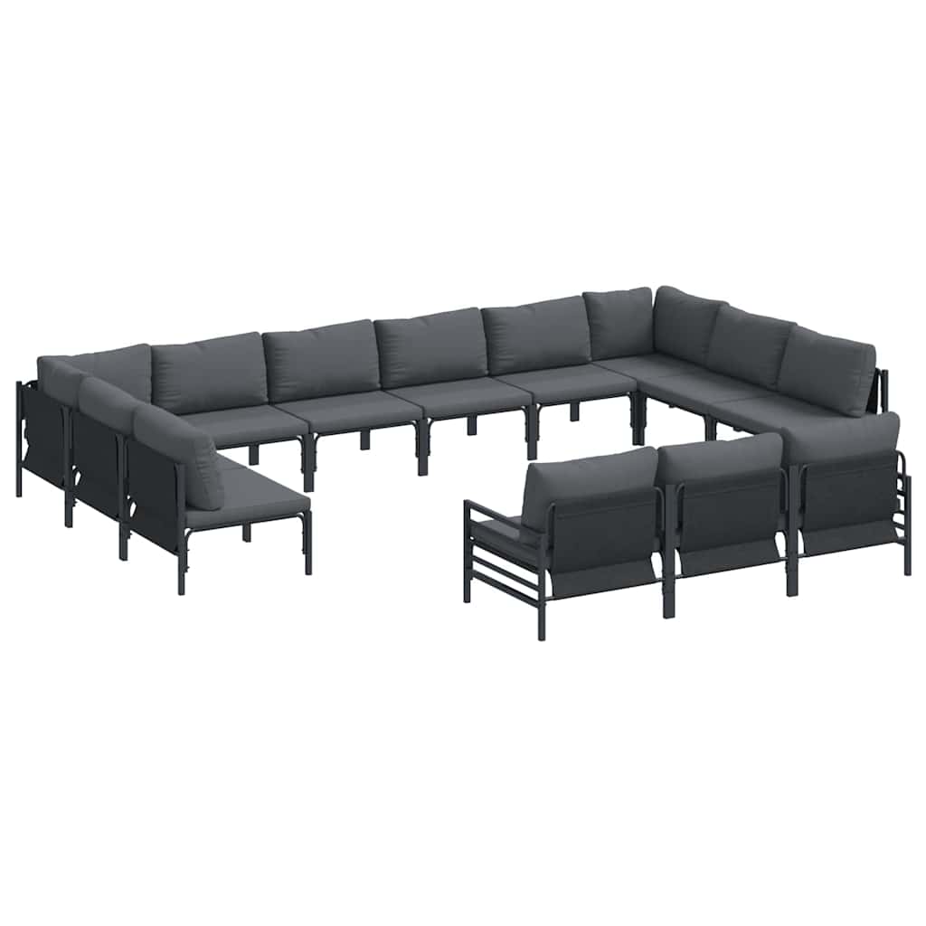 vidaXL Zestaw Sof na Ogród z poduszką 13 pcs Czarny Stal