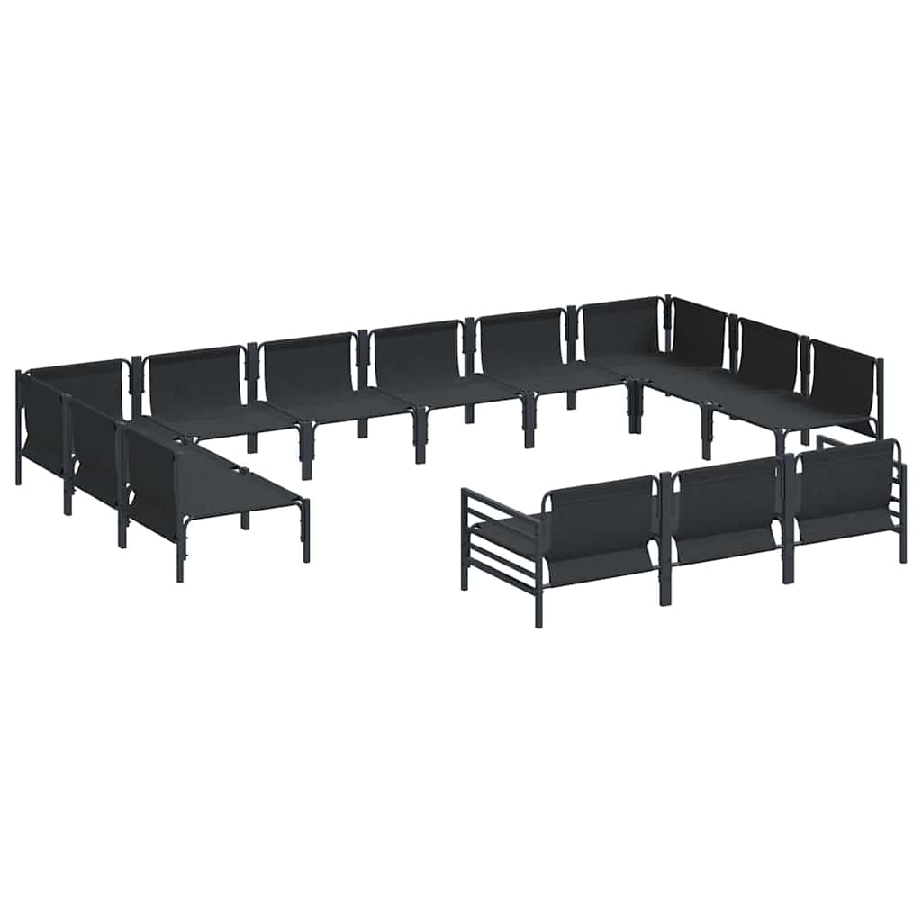 vidaXL Zestaw Sof na Ogród z poduszką 13 pcs Czarny Stal