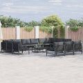 vidaXL Zestaw Sof na Ogród z poduszką 14 pcs Czarny Stal