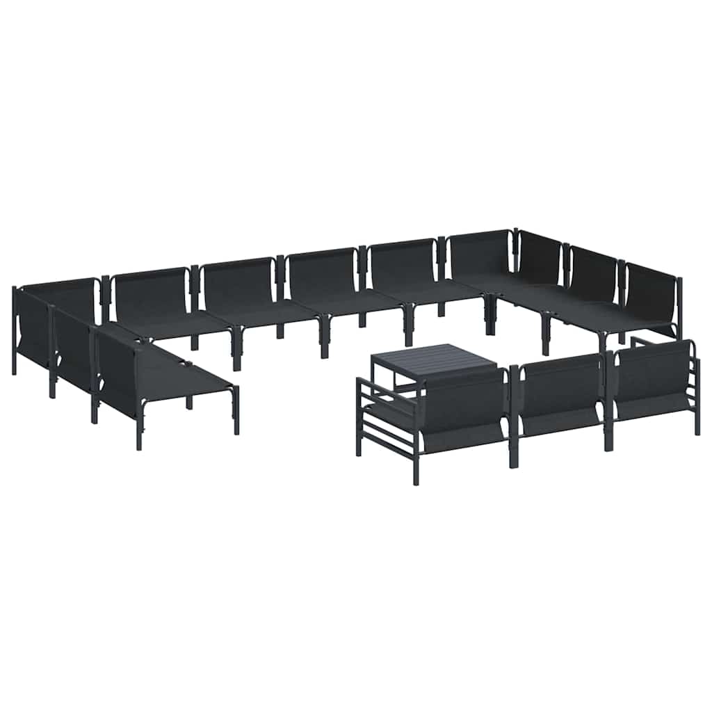 vidaXL Zestaw Sof na Ogród z poduszką 14 pcs Czarny Stal
