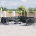 vidaXL Zestaw Sof na Ogród z poduszką 12 pcs Czarny Stal