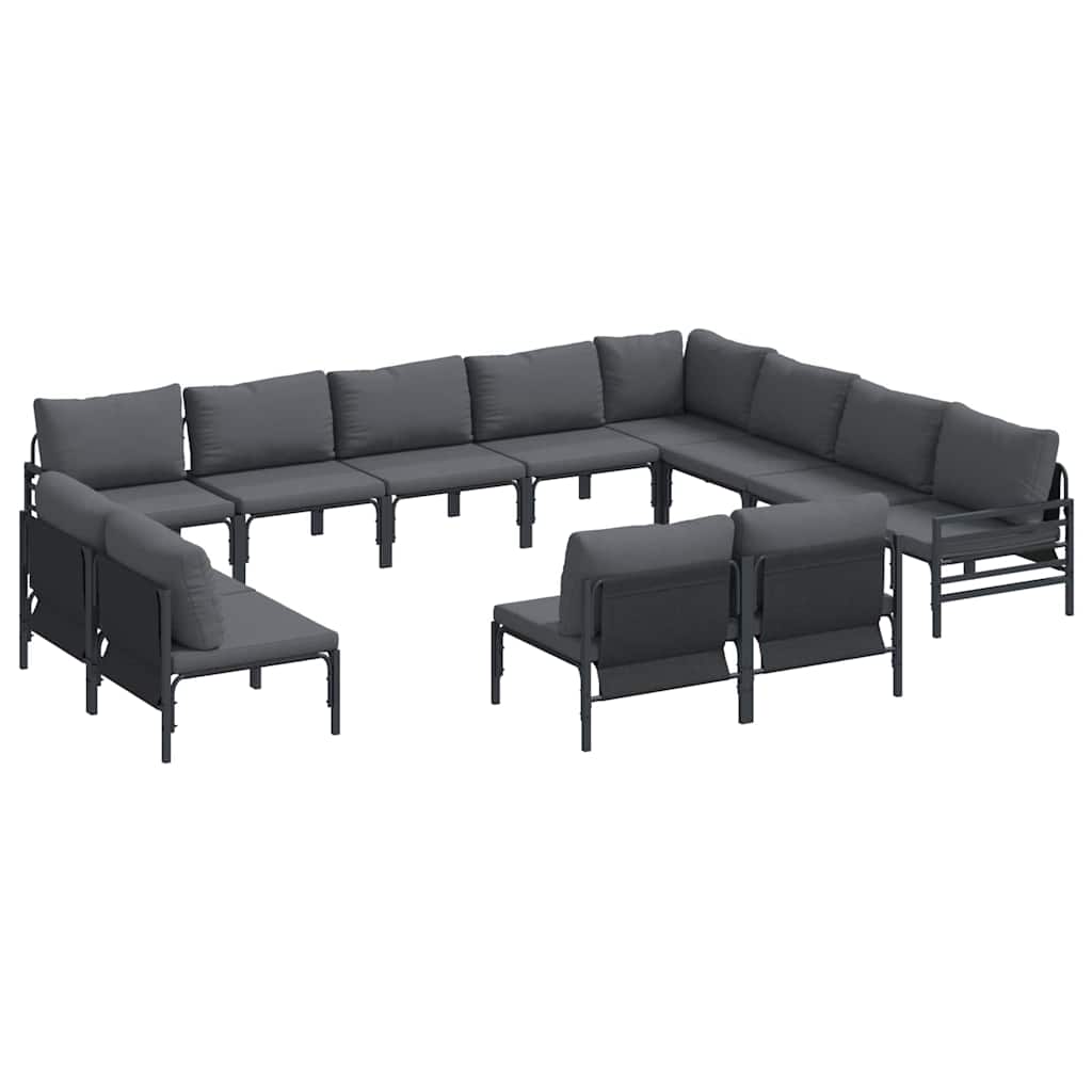 vidaXL Zestaw Sof na Ogród z poduszką 12 pcs Czarny Stal