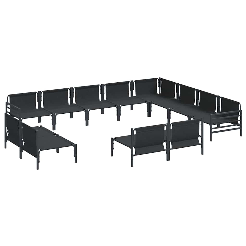 vidaXL Zestaw Sof na Ogród z poduszką 12 pcs Czarny Stal