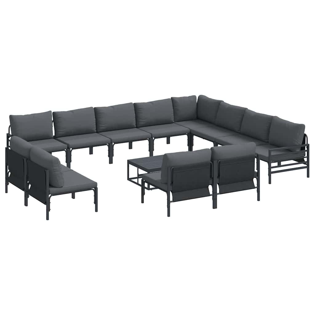 vidaXL Zestaw Sof na Ogród z poduszką 13 pcs Czarny Stal