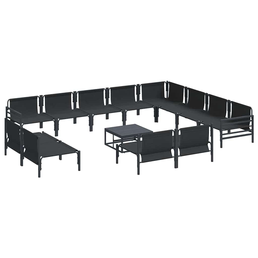 vidaXL Zestaw Sof na Ogród z poduszką 13 pcs Czarny Stal