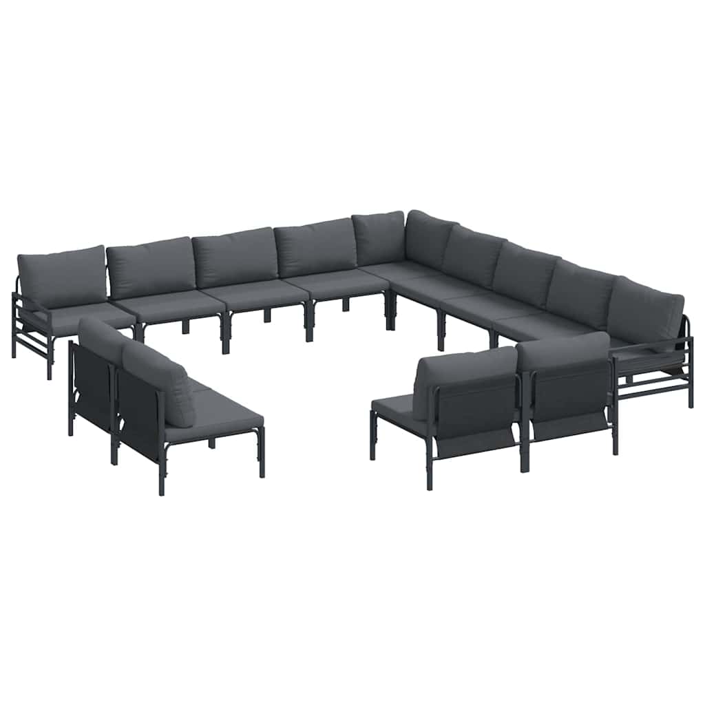vidaXL Zestaw Sof na Ogród z poduszką 13 pcs Czarny Stal