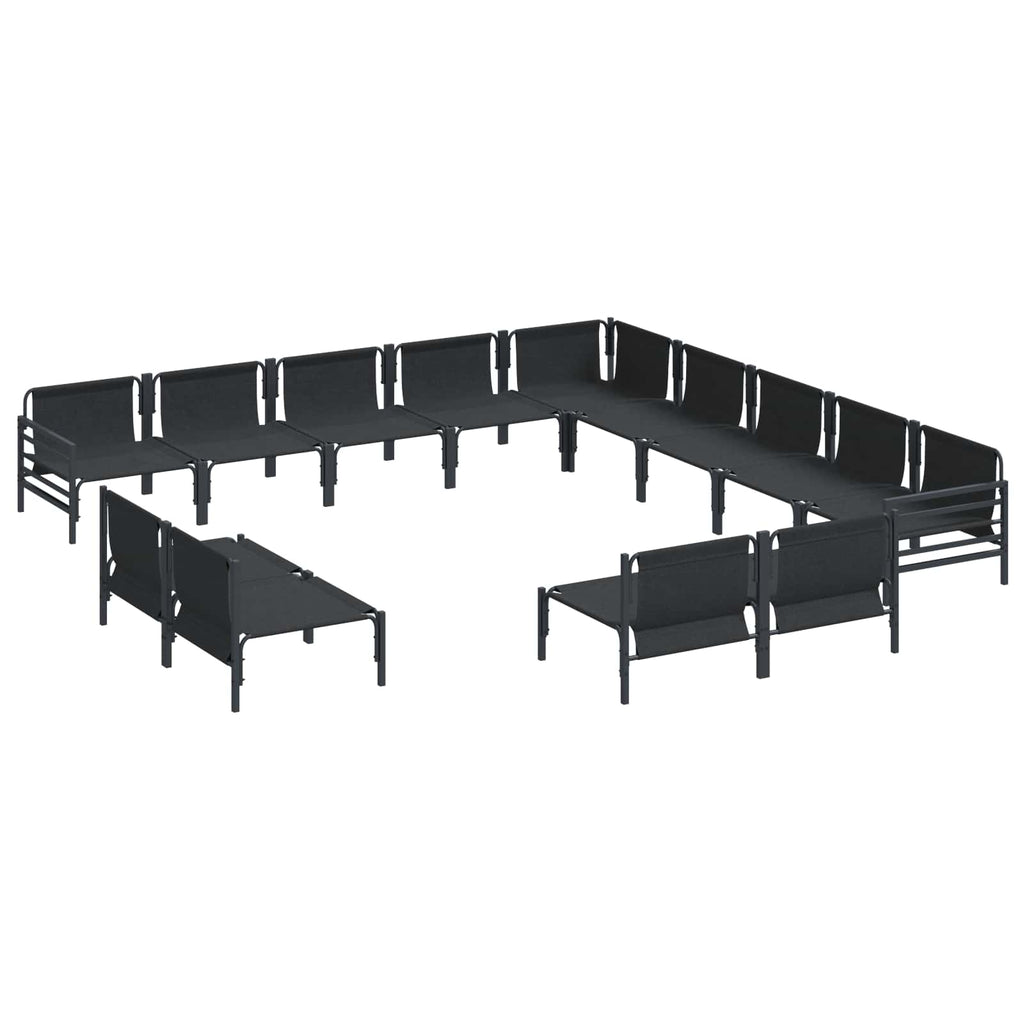 vidaXL Zestaw Sof na Ogród z poduszką 13 pcs Czarny Stal