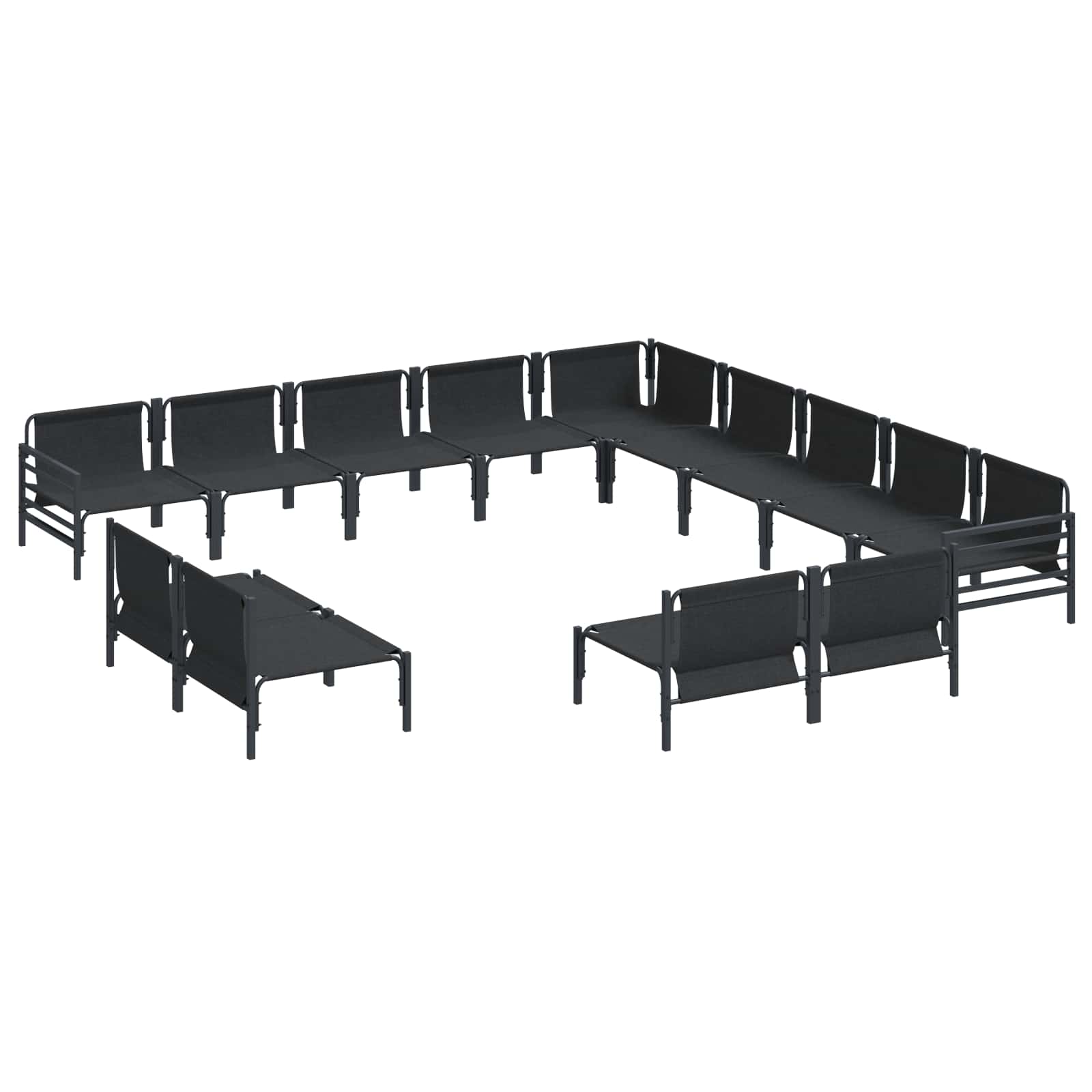 vidaXL Zestaw Sof na Ogród z poduszką 13 pcs Czarny Stal