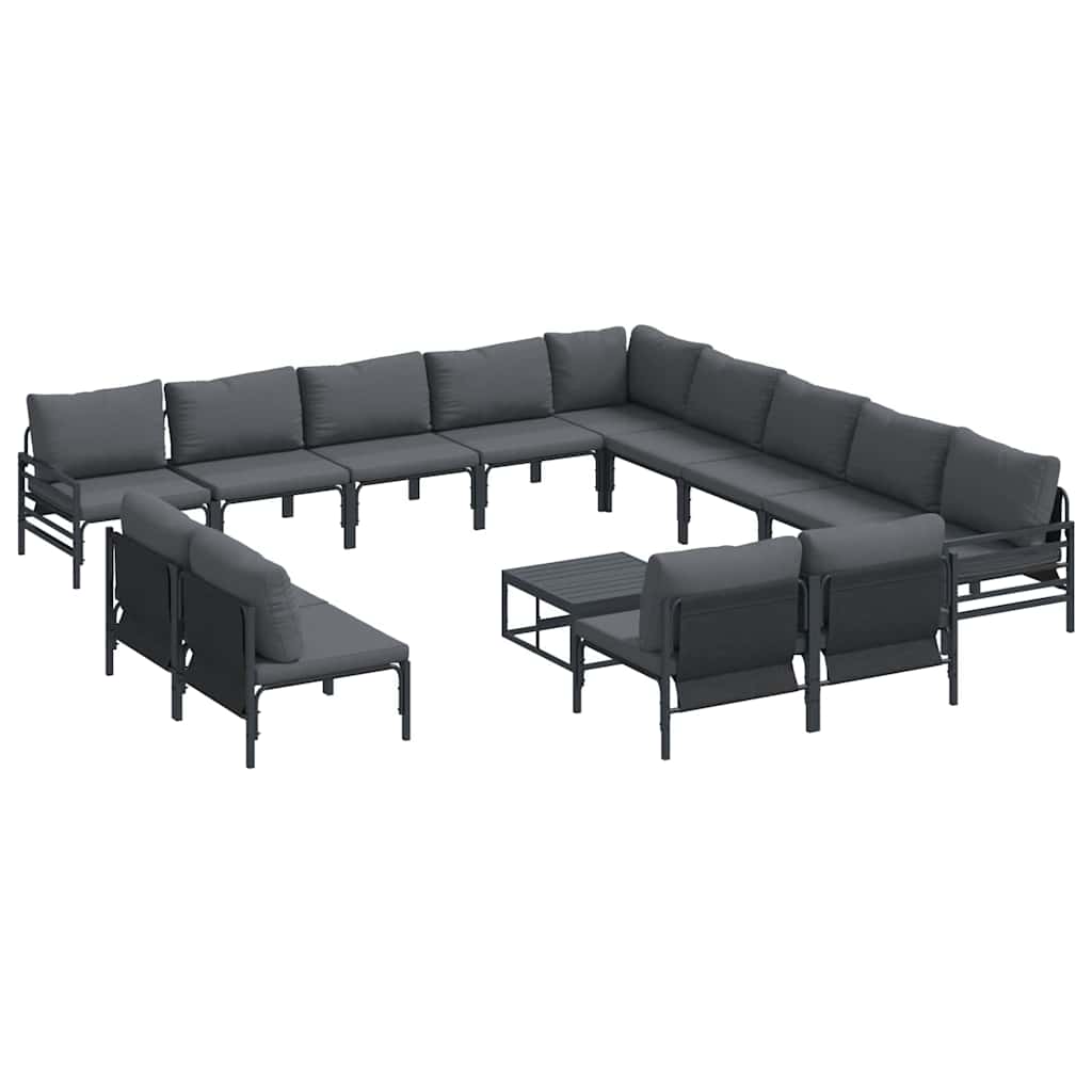 vidaXL Zestaw Sof na Ogród z poduszką 14 pcs Czarny Stal