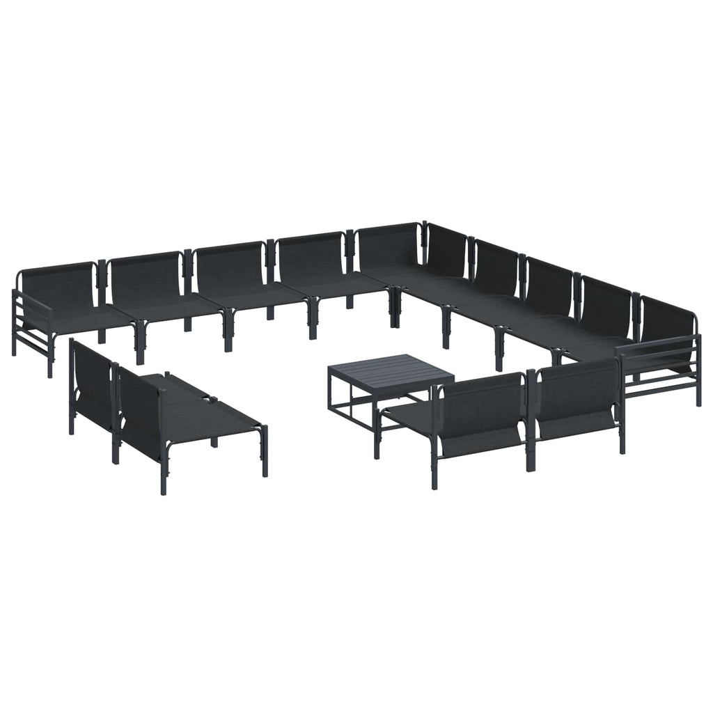 vidaXL Zestaw Sof na Ogród z poduszką 14 pcs Czarny Stal