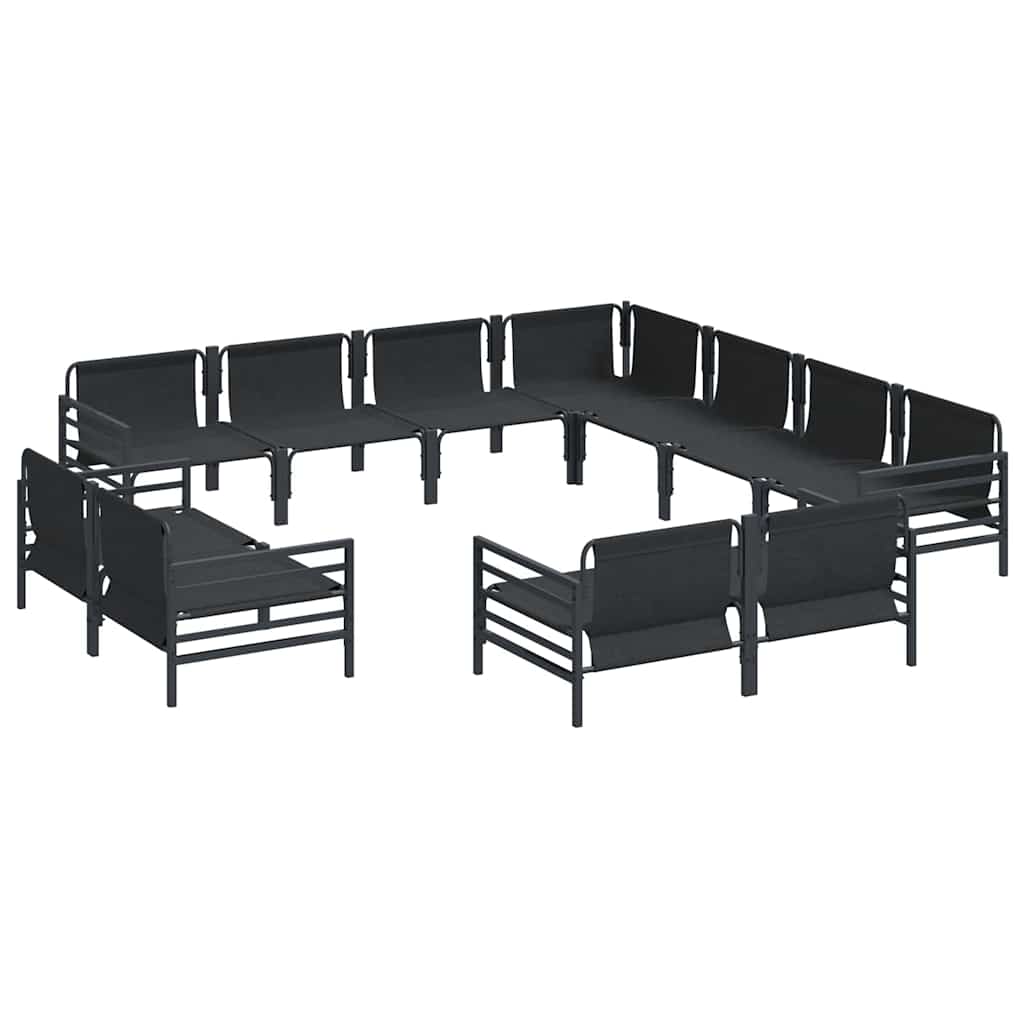 vidaXL Zestaw Sof na Ogród z poduszką 11 pcs Czarny Stal