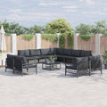 vidaXL Zestaw Sof na Ogród z poduszką 12 pcs Czarny Stal