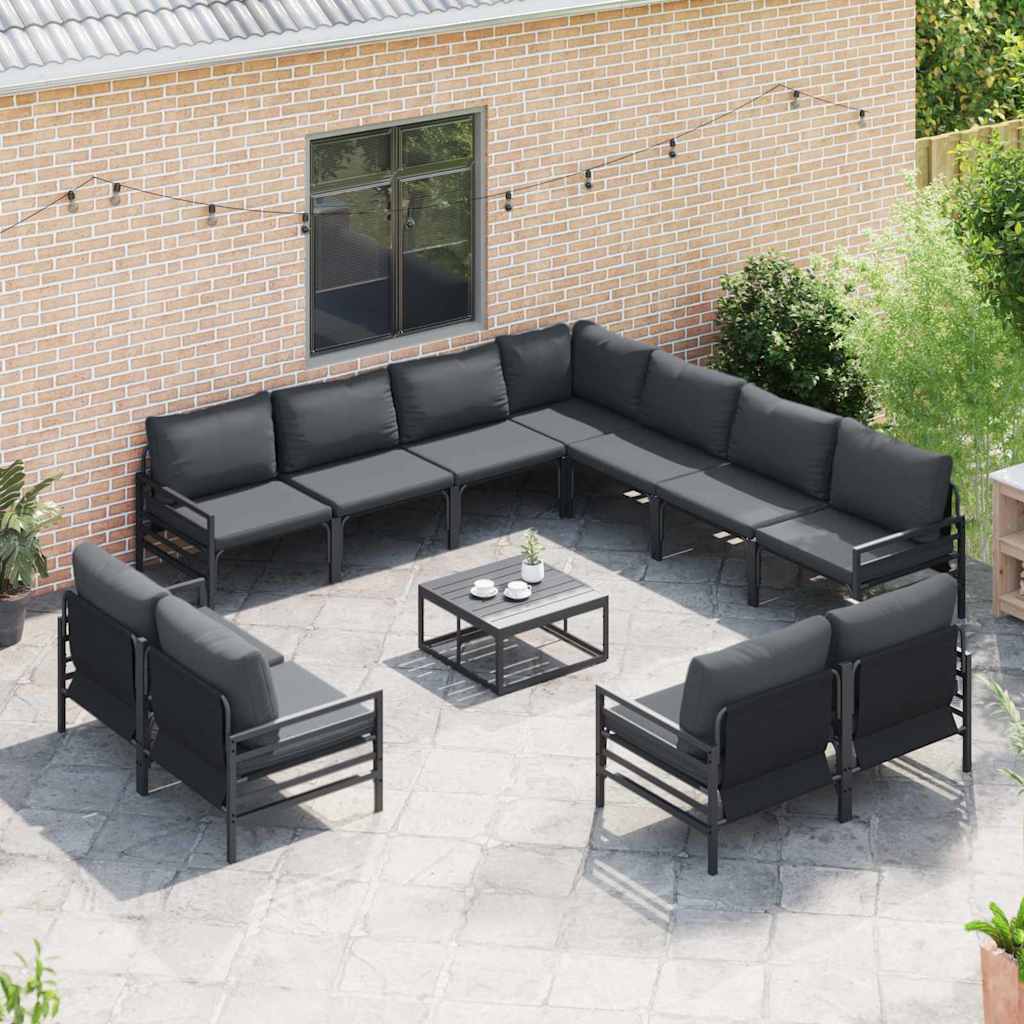 vidaXL Zestaw Sof na Ogród z poduszką 12 pcs Czarny Stal