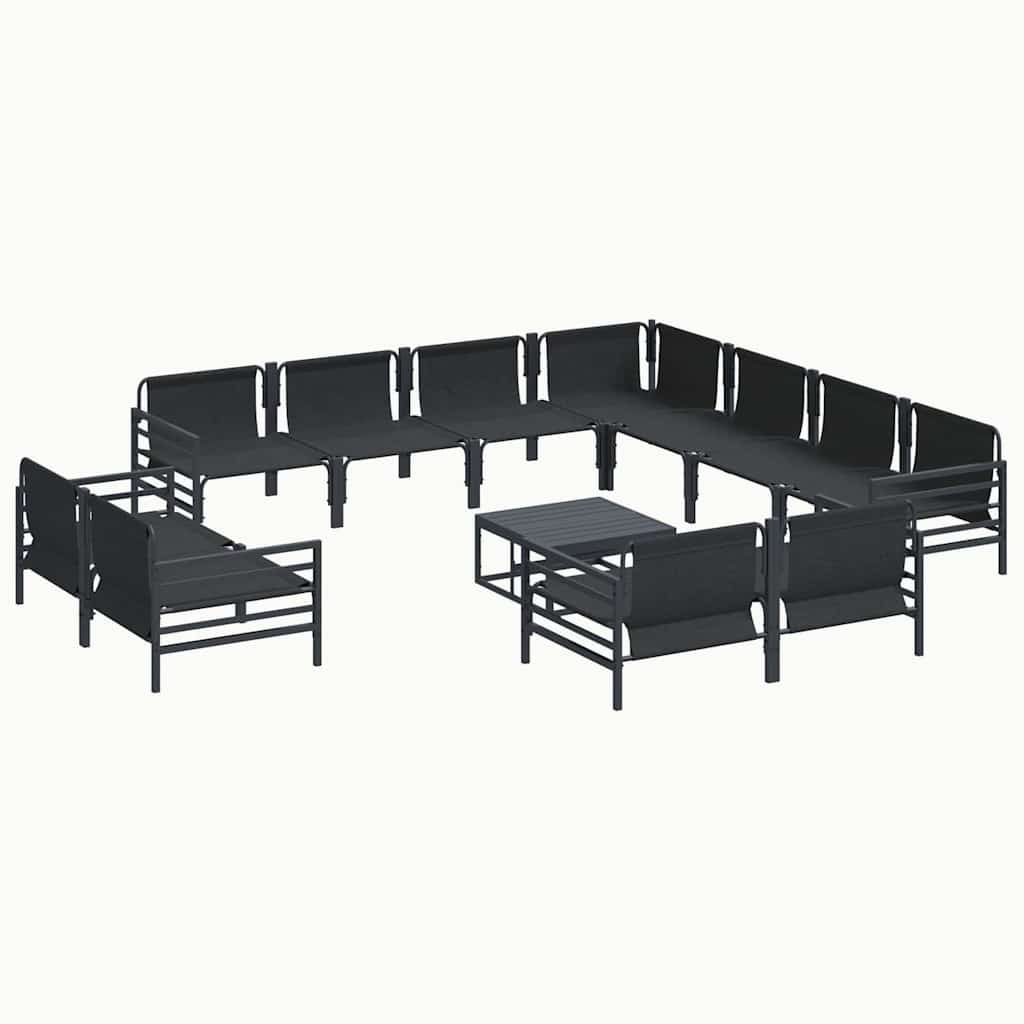 vidaXL Zestaw Sof na Ogród z poduszką 12 pcs Czarny Stal