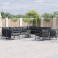 vidaXL Zestaw Sof na Ogród z poduszką 12 pcs Czarny Stal