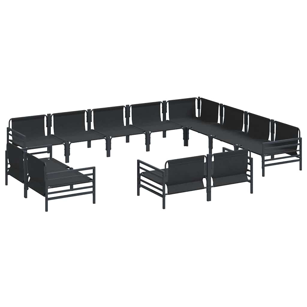 vidaXL Zestaw Sof na Ogród z poduszką 12 pcs Czarny Stal