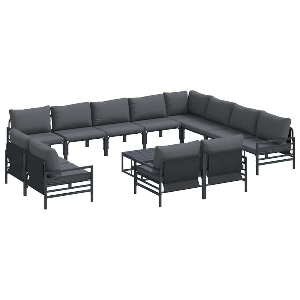 vidaXL Zestaw Sof na Ogród z poduszką 13 pcs Czarny Stal
