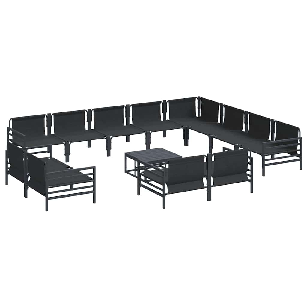 vidaXL Zestaw Sof na Ogród z poduszką 13 pcs Czarny Stal