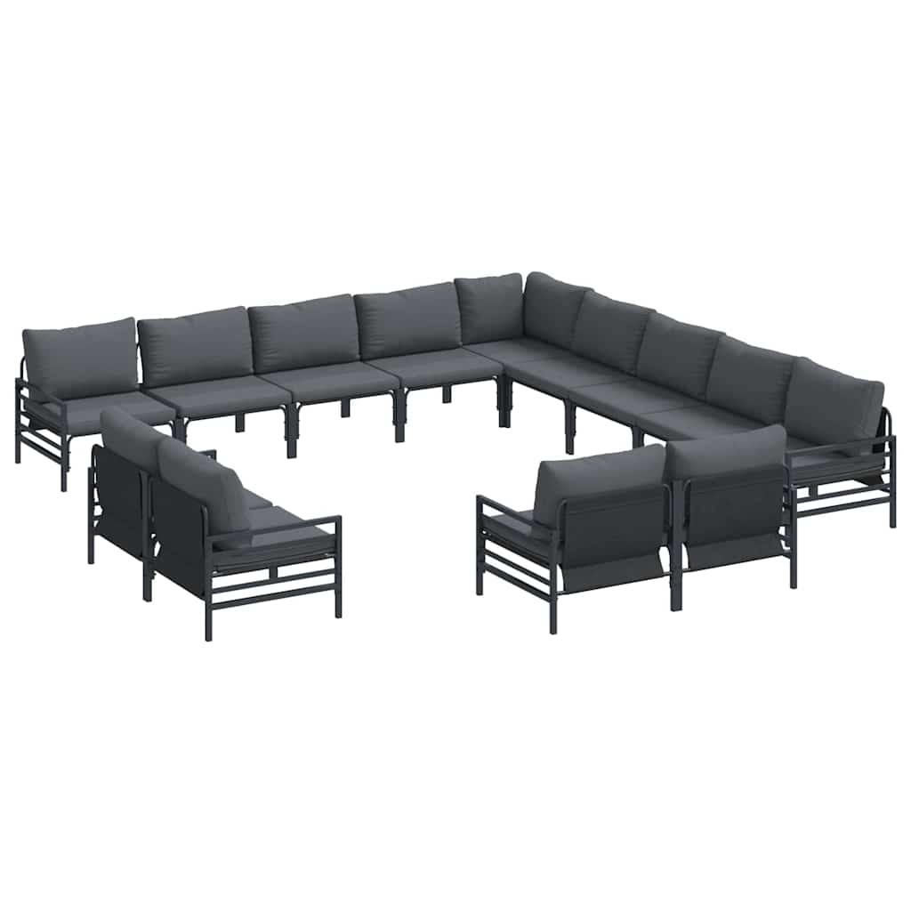 vidaXL Zestaw Sof na Ogród z poduszką 13 pcs Czarny Stal