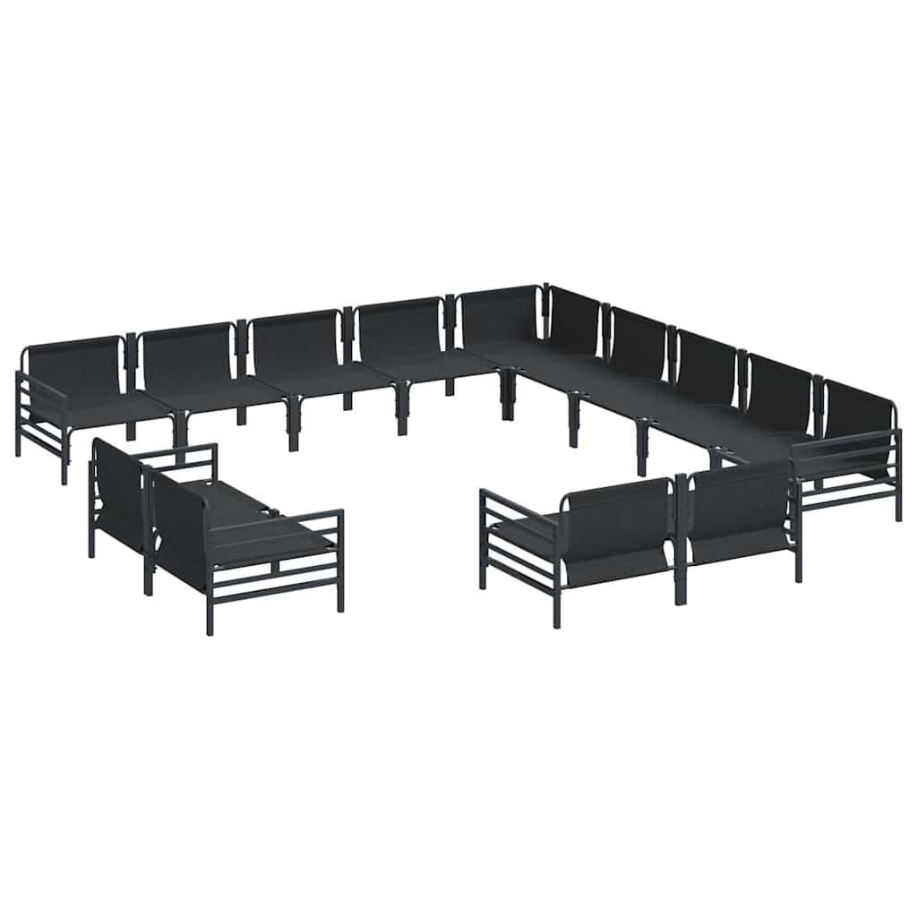 vidaXL Zestaw Sof na Ogród z poduszką 13 pcs Czarny Stal