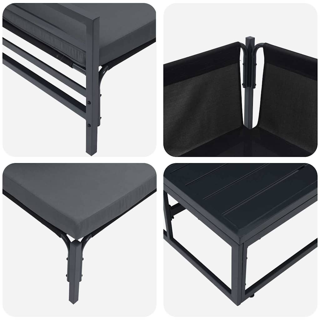 vidaXL Zestaw Sof na Ogród z poduszką 14 pcs Czarny Stal
