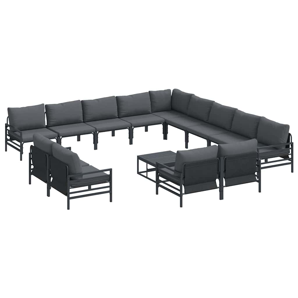 vidaXL Zestaw Sof na Ogród z poduszką 14 pcs Czarny Stal