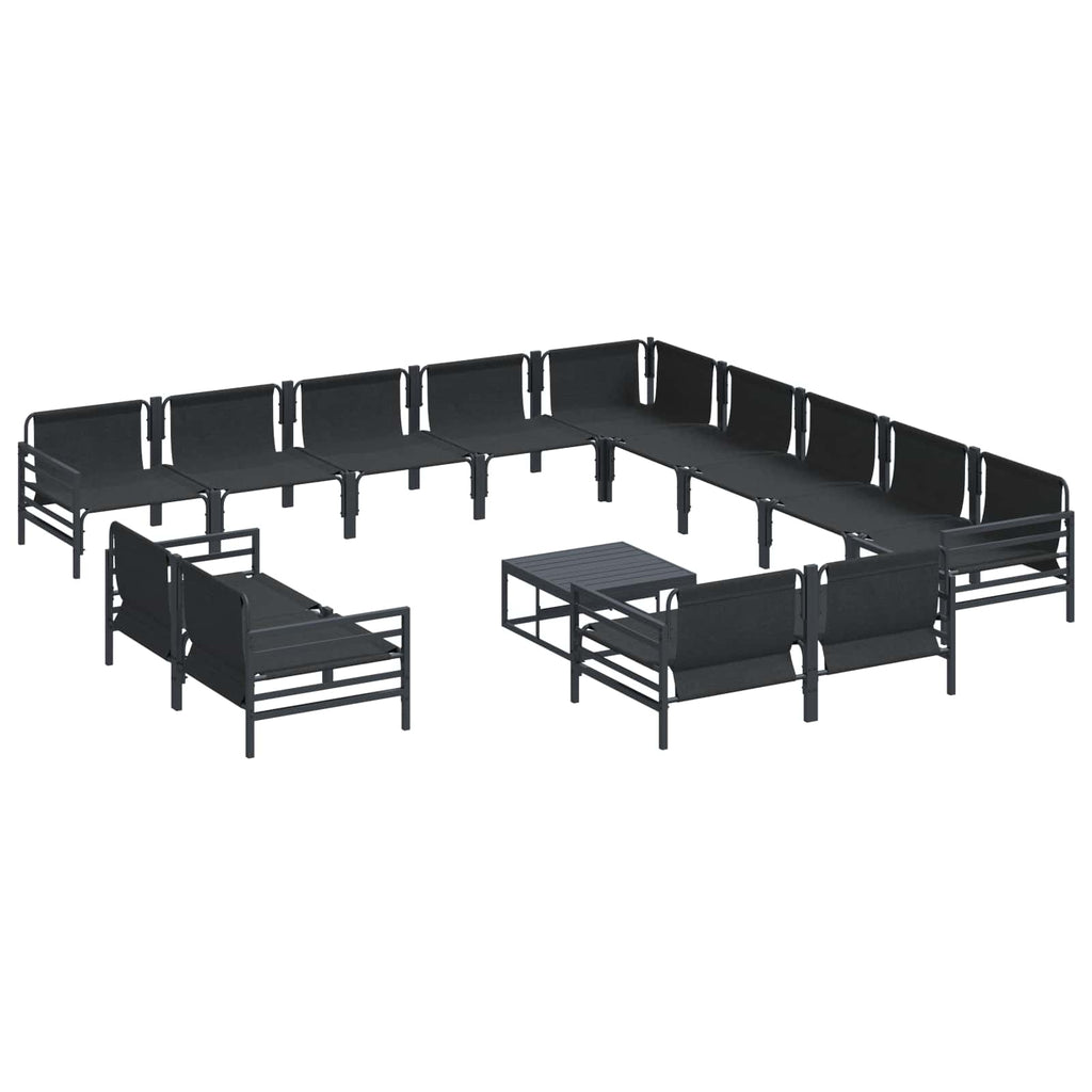 vidaXL Zestaw Sof na Ogród z poduszką 14 pcs Czarny Stal